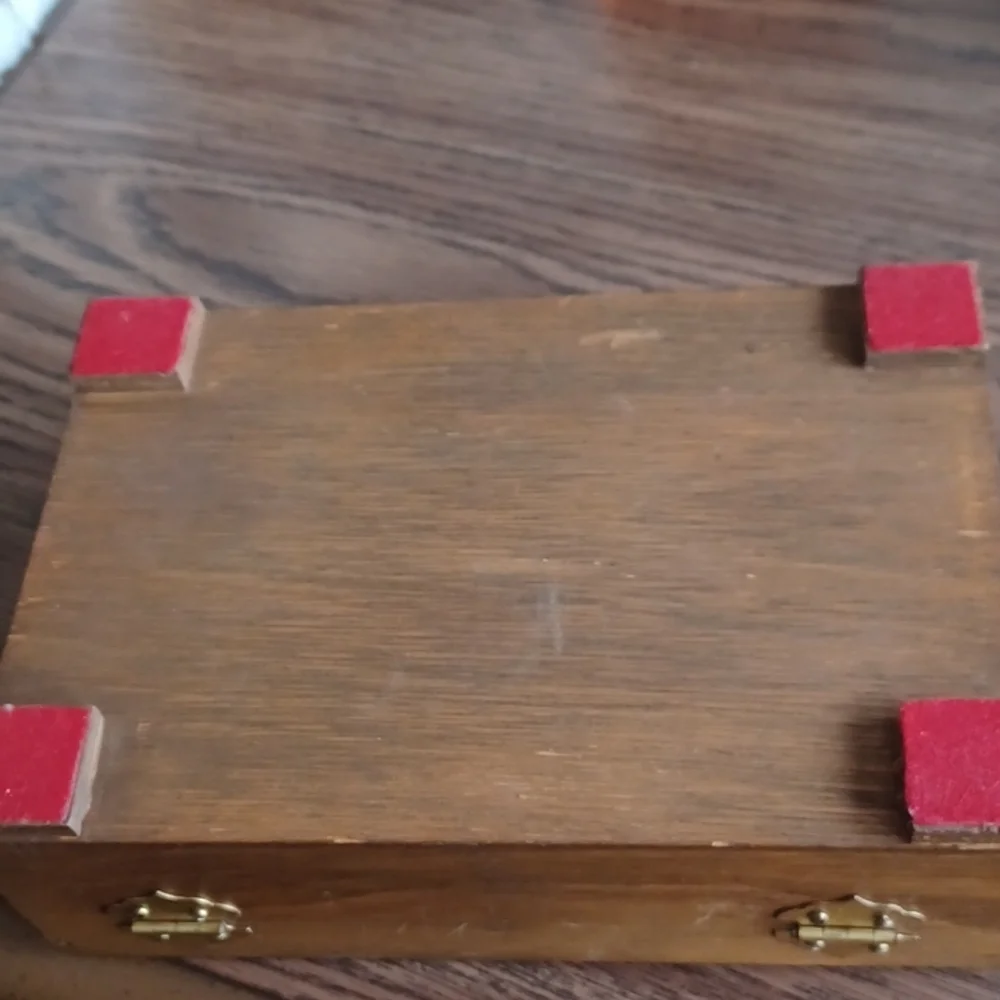 Vintage Painted Wood Bird & Flower Jewelry Box